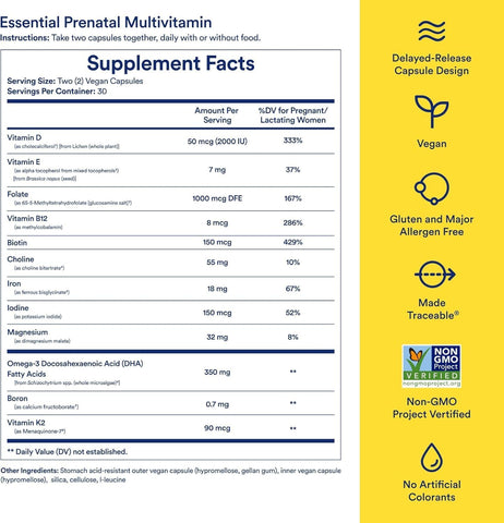 Ritual Women's Prenatal Multivitamins - Omega-3 DHA - 30 Servings