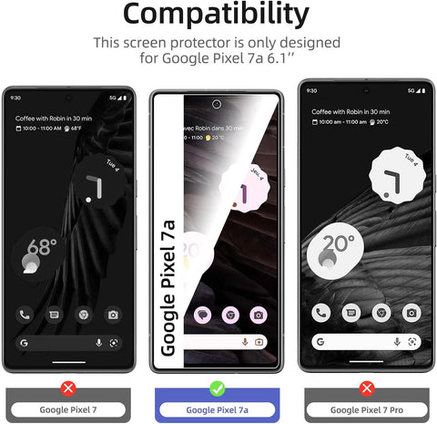 NEW'C 3 Pack Designed for Google Pixel 7a Screen Protector Tempered Glass, Bubble Free, Ultra Resistant