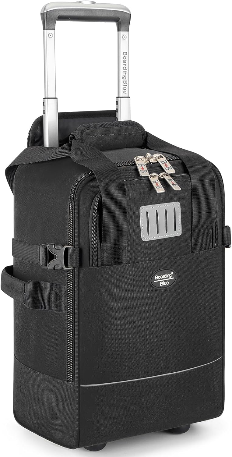 Boardingblue 17x10x9 Inches United Airlines Rolling Personal Item Under Seat Travel Bag Suitable For Major Airlines, Not Suitcase, Rolling Travel Bag Design (Black, 17x10x9 Inches)