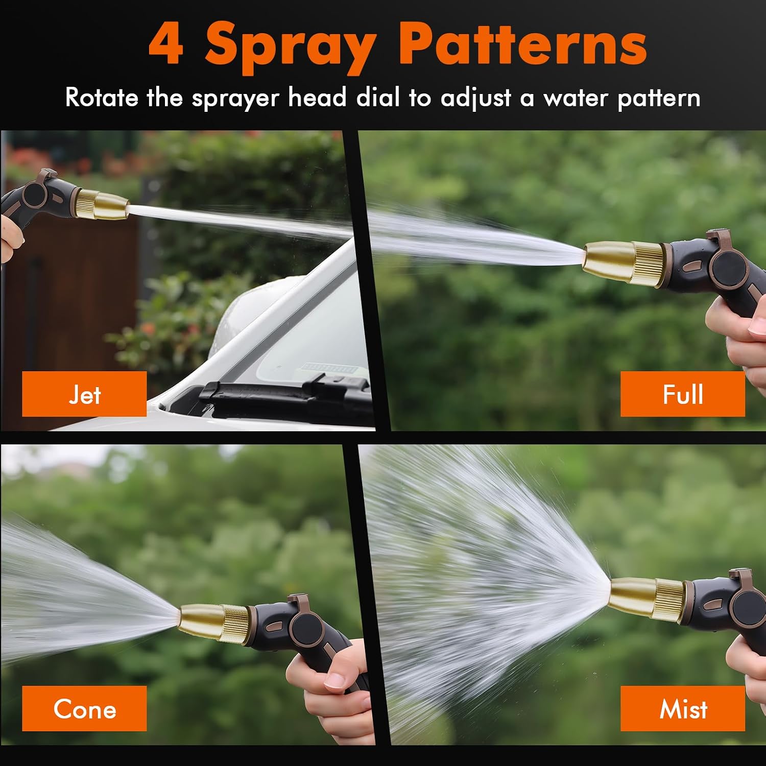 RESTMO Garden Hose Nozzle, Heavy Duty Water Hose Sprayer Nozzle, Brown