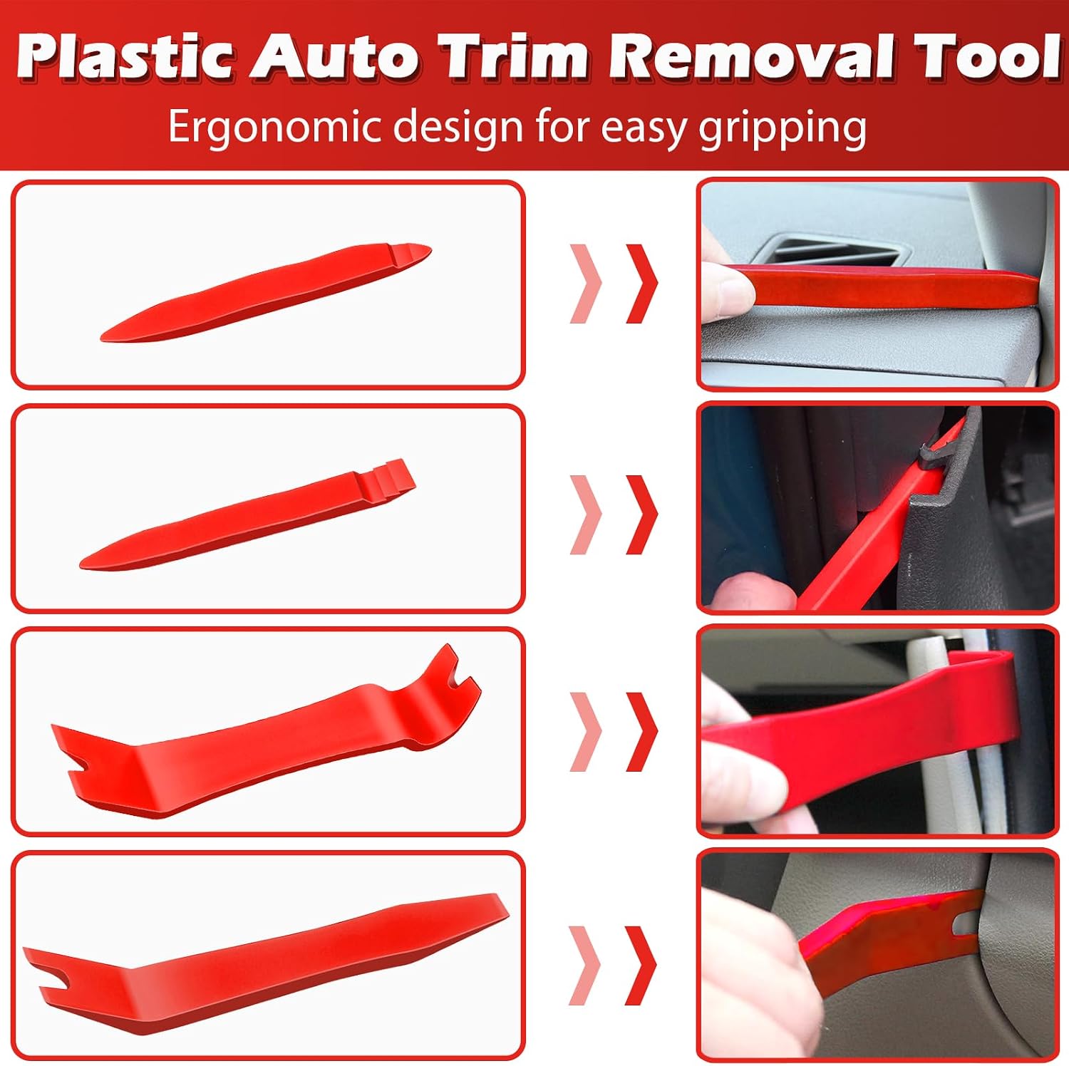 Doaho 7 Pcs Car Trim Removal Tool Kit - Red