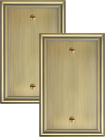 2-Pack Zinc Alloy Single Blank Wall Plates, Solid Switch Covers