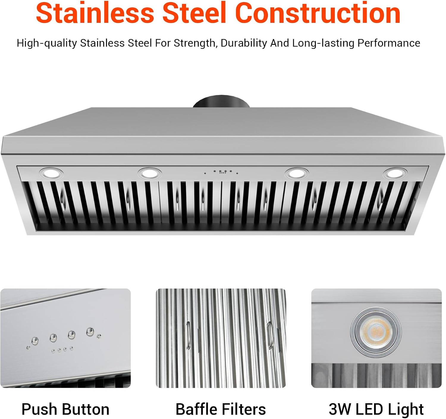 42 Inch Range Hood Insert,1150CFM,Stainless Steel