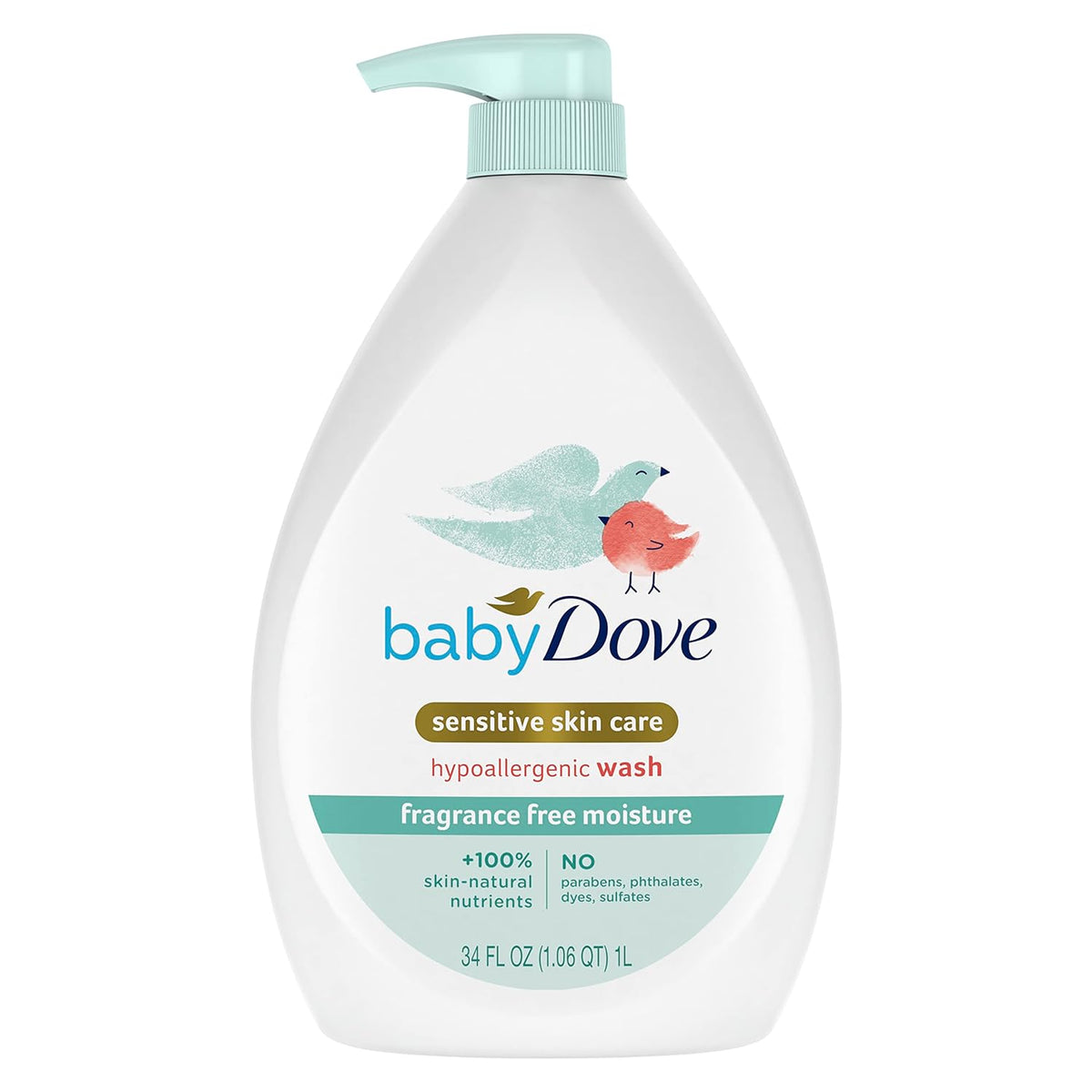Baby Dove Care Baby Wash Fragrance-Free Moisture 1 Pack 34 oz