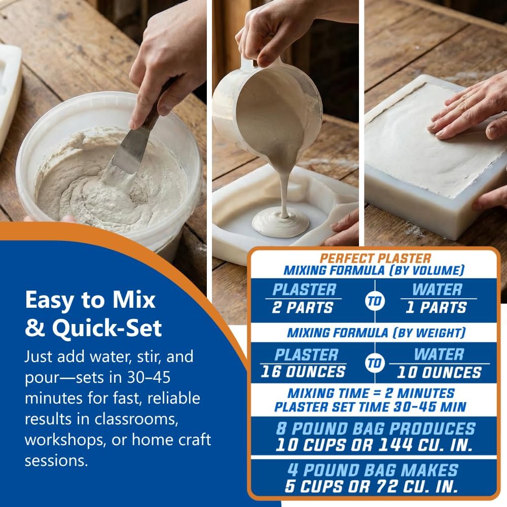 Perfect Plaster for Pottery & Ceramic Slip Casting Molds, 4 x 8 lb Bags