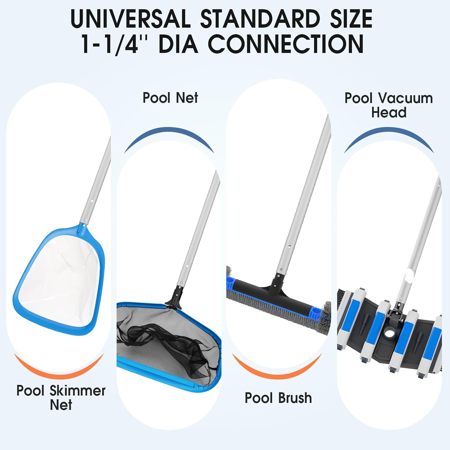 TidyMister 12 FT Heavy Duty Pool Pole with Retriever Hook, Prime Telescopic Aluminum Standard Pole for Swimming Pool Cleaning Tools Connect with Pool Net Skimmers, Brushes, Vacuum Heads