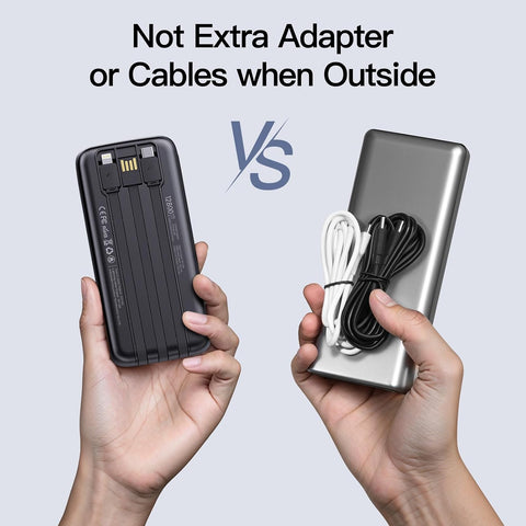2026 2-Pack 10000mAh Portable Charger Battery Pack with Built in Cables
