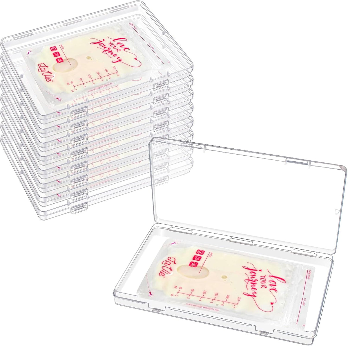 8 Pack Clear Clear Freeze Flat Breastmilk Storage Organizer, Space Saving