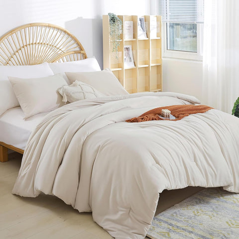 weigelia Beige Comforter Set Twin Size, All Season Lightweight Bedding Set