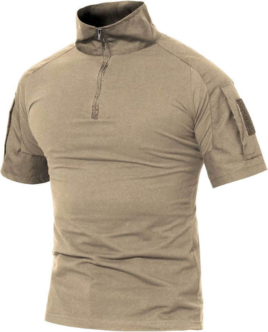 MAGCOMSEN Men's Tactical Military Shirts 1/4 Zip Short Sleeve Slim Fit