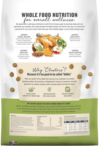 The Honest Kitchen Grain Free Chicken & Superfoods Whole Food Clusters, Human Grade Dry Dog Food, Vet-Crafted Nutritional Support for Skin, Coat, Digestion & Overall Wellness, 20 lb Bag