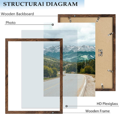 12x17 Picture Frame Deep Brown for Wall Hanging, Wood 12 x 17 Frame Photo Frame for Wall Horizontally or Vertically, Deep Brown, 1 Pack