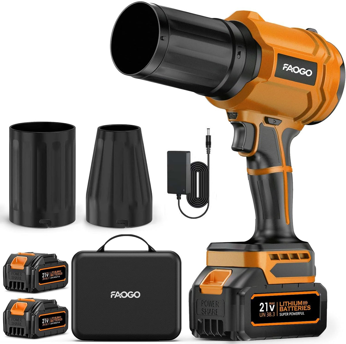Cordless Leaf Blower with 2 Batteries & Charger - 990,000 RPM Electric Handheld Blower, Lightweight for Lawn, Yard, Patio, Garden Care - Light Orange
