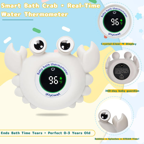 Baby Bath Thermometer Water Temp Safety for Bathtub,Room Essential Crab Toy