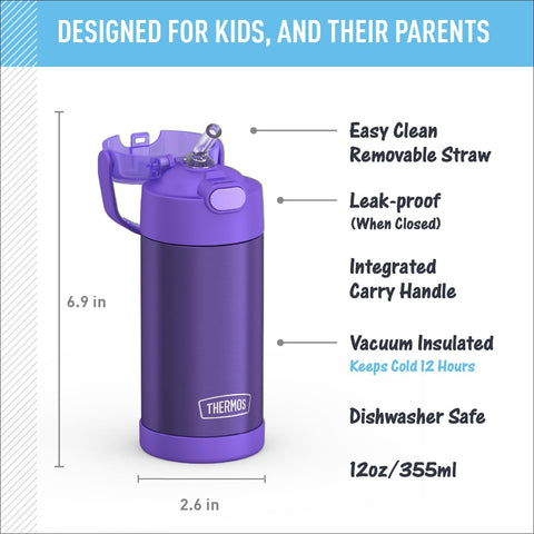 THERMOS FUNTAINER Water Bottle with Straw, 12oz, Violet