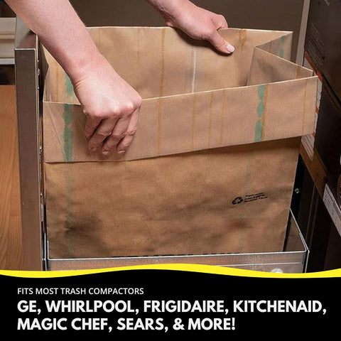Kitchen Master Super Strong Compactor Bags (48 Pack) | Precuffed, Garbage Compactor Bags, Hardware for Kitchens, Paper Trash Bag, Kitchen Essential, Paper & Plastic Lined