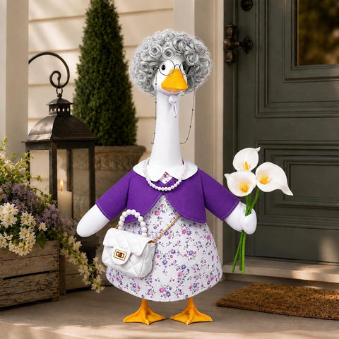 Old Lady Goose Outfits Grandma Porch Goose Costume for Outdoor Lawn Decor