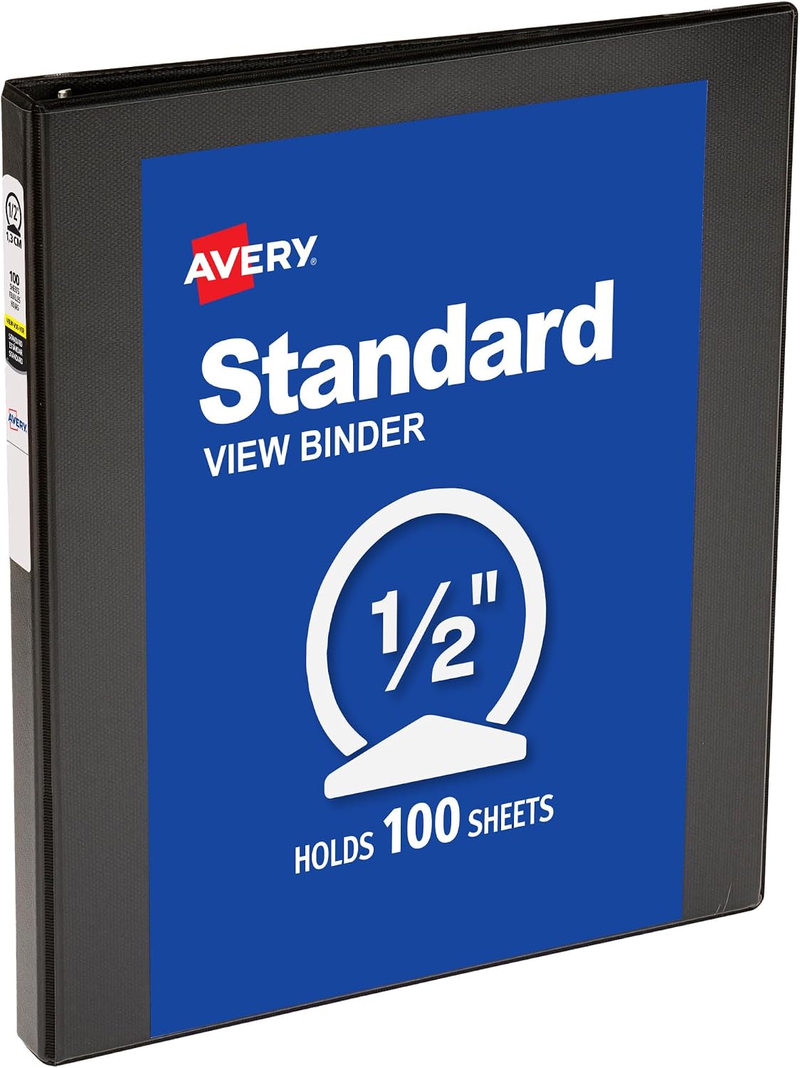 Avery Standard View 3 Ring Binder, 0.5" Round Rings, 1 Black Binder