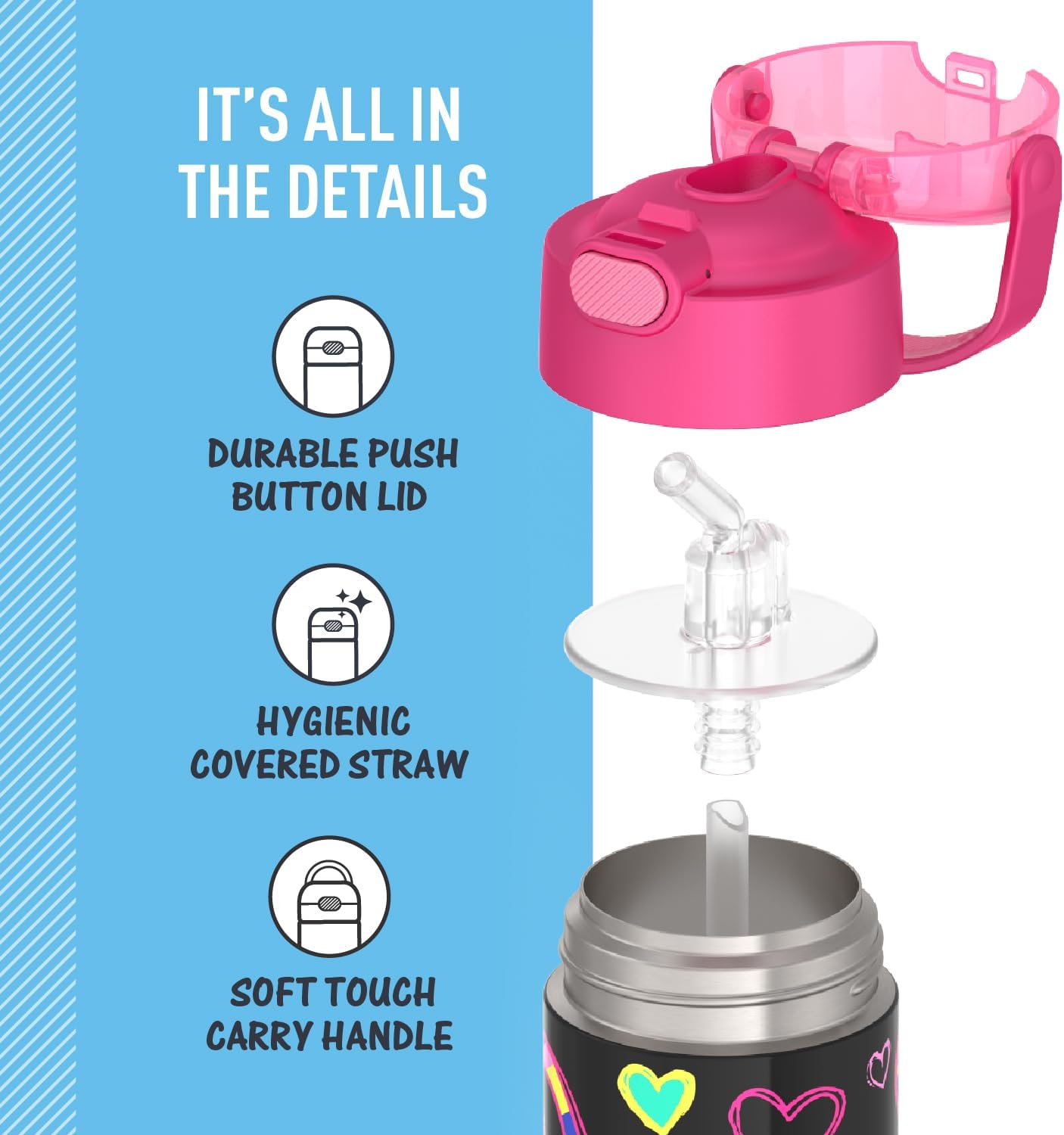 THERMOS FUNTAINER Water Bottle with Straw, 12oz, Peace