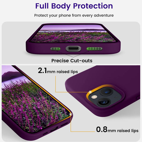 OTOFLY Designed for iPhone 13 Case, Silicone Shockproof Slim Thin Phone Case for iPhone 13 6.1 inch Purple