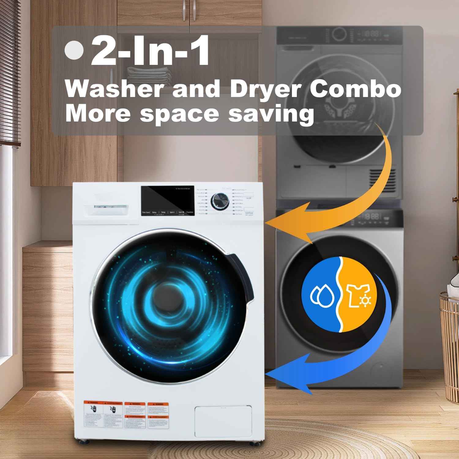 Ventless Washer Dryer Combo 2.7 cu.ft, 24" All In One Washing Machine And Dryer 2-In-1 120V For Apartment RV, 26.7 LBS Load With 16 Laundry Program, LED Display, Low Vibration, UL Verified