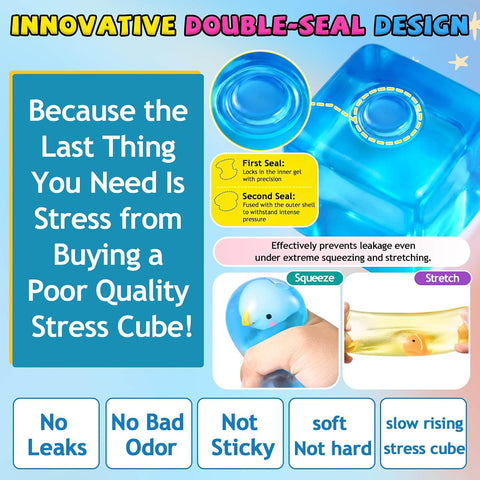 Stress Cube Fidget Toys Adults - Sensory Toys for Kids with Autism Stress Balls for Adults Squishy Toys for Anxiety Squeeze Fidgets for Teens Stress Relief Gifts Easter Basket Stuffers