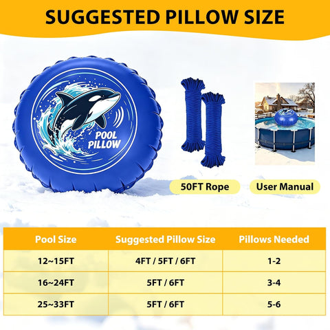 Pool Pillow for Closing Winter Above Ground, Oursieez 4Ft Pool Cover Pillow