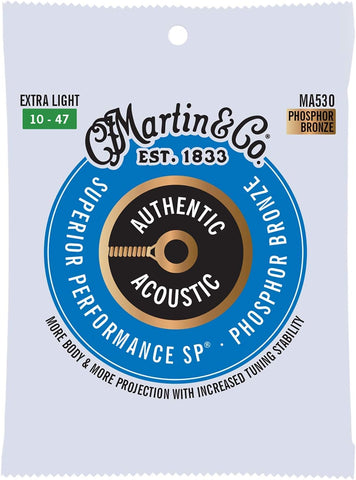 Martin Authentic Acoustic Guitar Strings, Superior Performance Extra Light 10-47, 92/8 Phosphor Bronze