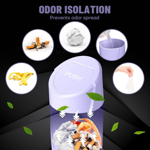Car Trash Can Bin with Lid - Car Garbage Can Cup Holder - Light Purple Mini Leakproof Vehicle Garbage Bin with 20pcs Trash Bags-Automotive Organizers and Storage for Front Back Seat Accessories