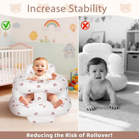 Upgraded Inflatable Baby Seat, Sit Me Up Floor Seat for Baby Chair, Bear