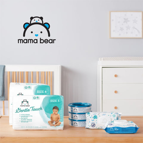 Amazon Brand - Mama Bear Gentle Touch Diapers, Hypoallergenic, Size 4, 148 Count, 4 Packs of 37, White