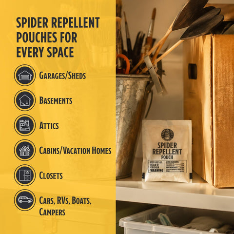 Grandpa Gus's Natural Spider Repellent Pouches, Indoor Deterrent, 10 Pack