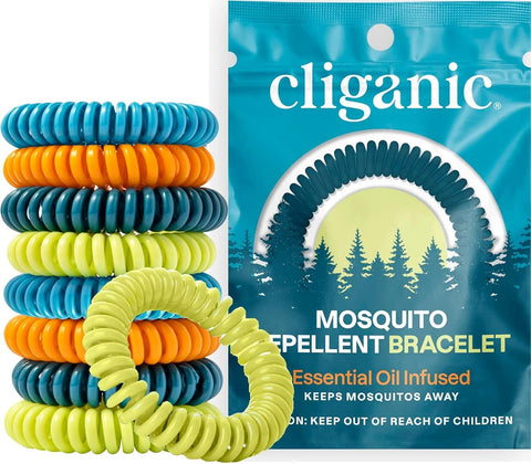 Cliganic Mosquito Repellent Bracelets for Kids & Adults, Natural, 10 Pack