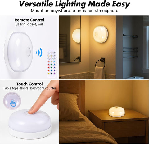 2-Pack Waterproof Shower Light No Wiring, Rechargeable Shower Lamp, White