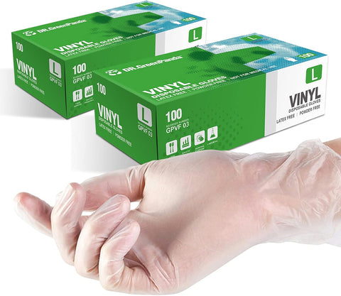 Dr.GreenPanda Clear Vinyl Disposable Gloves Food Safe Powder/Latex Free