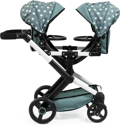 Bayer Twin Doll Stroller - Double Baby Doll Pram for 18 Inch Dolls, Green