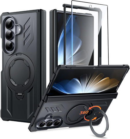 FNTCASE for Samsung Galaxy Z Fold 7 Case with 360 Spin Magnetic Kickstand