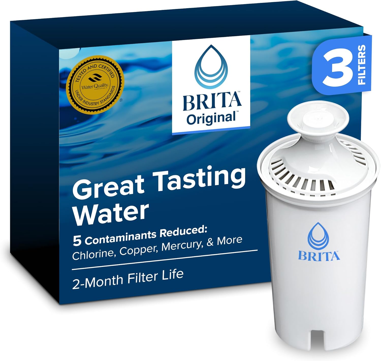 Brita Original Replacement Water Filter, Pitchers and Dispensers, 3 Pack