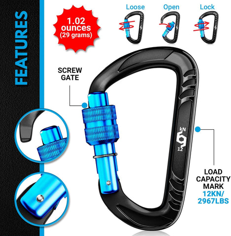Rhino Produxs 12kN (2697 lbs) Heavy Duty Carabiner Clips
