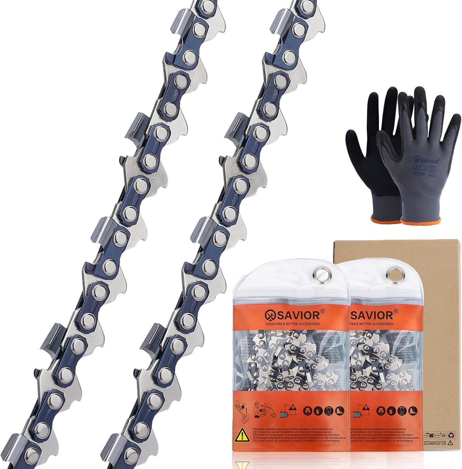 Savior 2Pcs 8 Inch Replacement Chain for Ryobi P4360 RY43160 P4361 P5452 for Milwaukee 3004-20 for Worx WG349.9 33 Drive Links 043" Gauge 3/8" LP Pitch 8 Inch Pole Saw Chain, R33