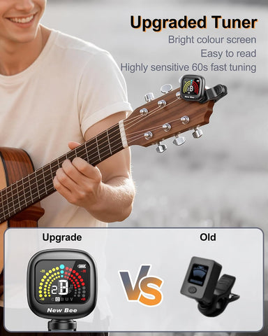 New bee Guitar Tuner Rechargeable, Color Screen Clip On Tuner