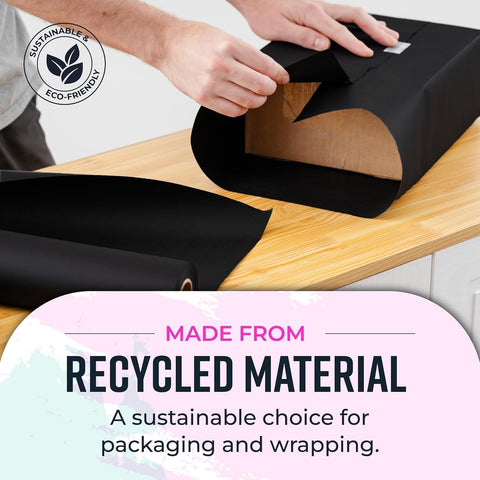 Bryco Goods Black Kraft Paper Roll - 18 Inch x 100 Feet - Ideal for Packing, Shipping, Arts & Crafts, Poster, Bulletin Board, Decorations, Bouquet, Gift Wrapping - Made in the USA