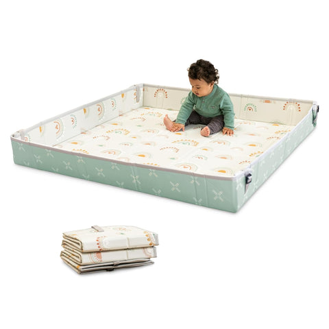 Infantino Foldable Foam Play Mat, Rainbows, Reversible Fold & Go, 57x57 In