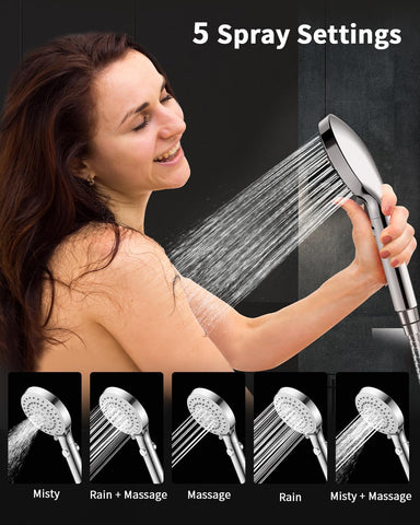 FASDUNT Shower Head with Handheld, High Pressure Showerhead with Long Hose