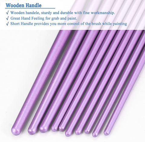BOSOBO Paint Brushes Set, 20 Pcs Small Paint Brush Kit Round Flat Tip Nylon Hair, for Acrylic Painting, Watercolor, Oil Painting, Kids Face Nail Art Canvas Rock Craft, Art Supplies, Purple
