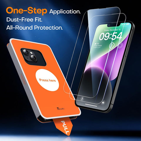 TAURI 2 Pack for iPhone 14 Screen Protector, 1-Step Install