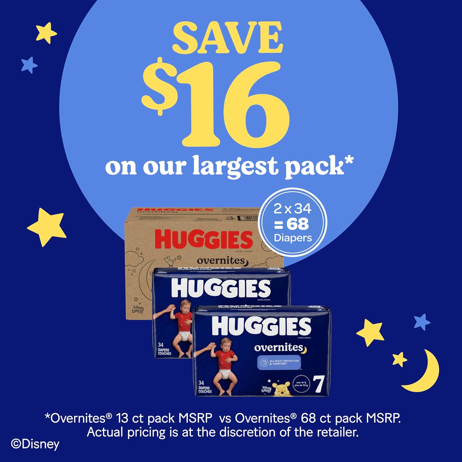 Huggies Overnites Diapers Size 7, 36 Count