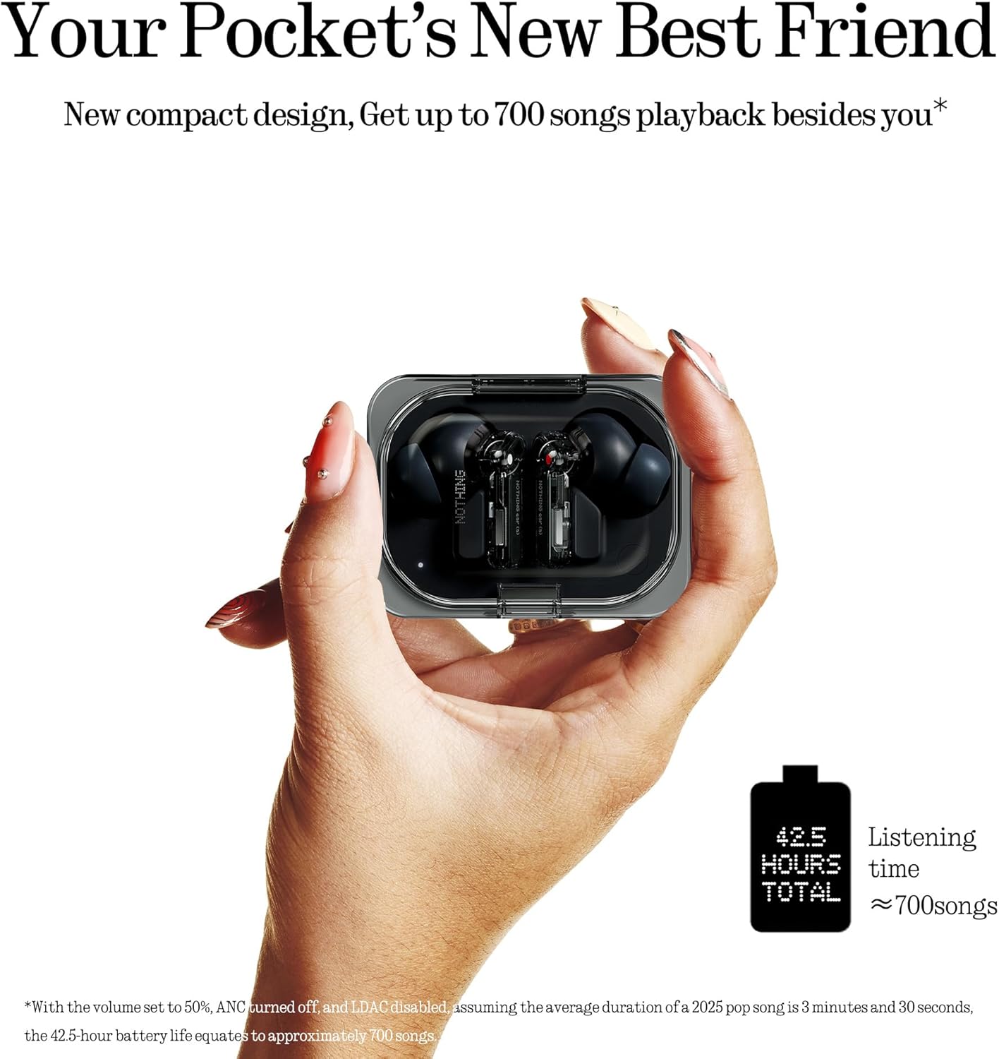 Nothing Ear (a) Wireless Earbuds, 45dB Hybrid Noise Cancelling Earbuds, Hi-Res Audio, Advanced Equaliser, Dual Connect, 6 Mics, 42.5H Playtime Ear Buds Wireless Bluetooth, Black