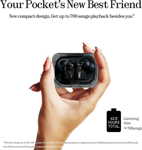 Nothing Ear (a) Wireless Earbuds, 45dB Hybrid Noise Cancelling Earbuds, Hi-Res Audio, Advanced Equaliser, Dual Connect, 6 Mics, 42.5H Playtime Ear Buds Wireless Bluetooth, Black