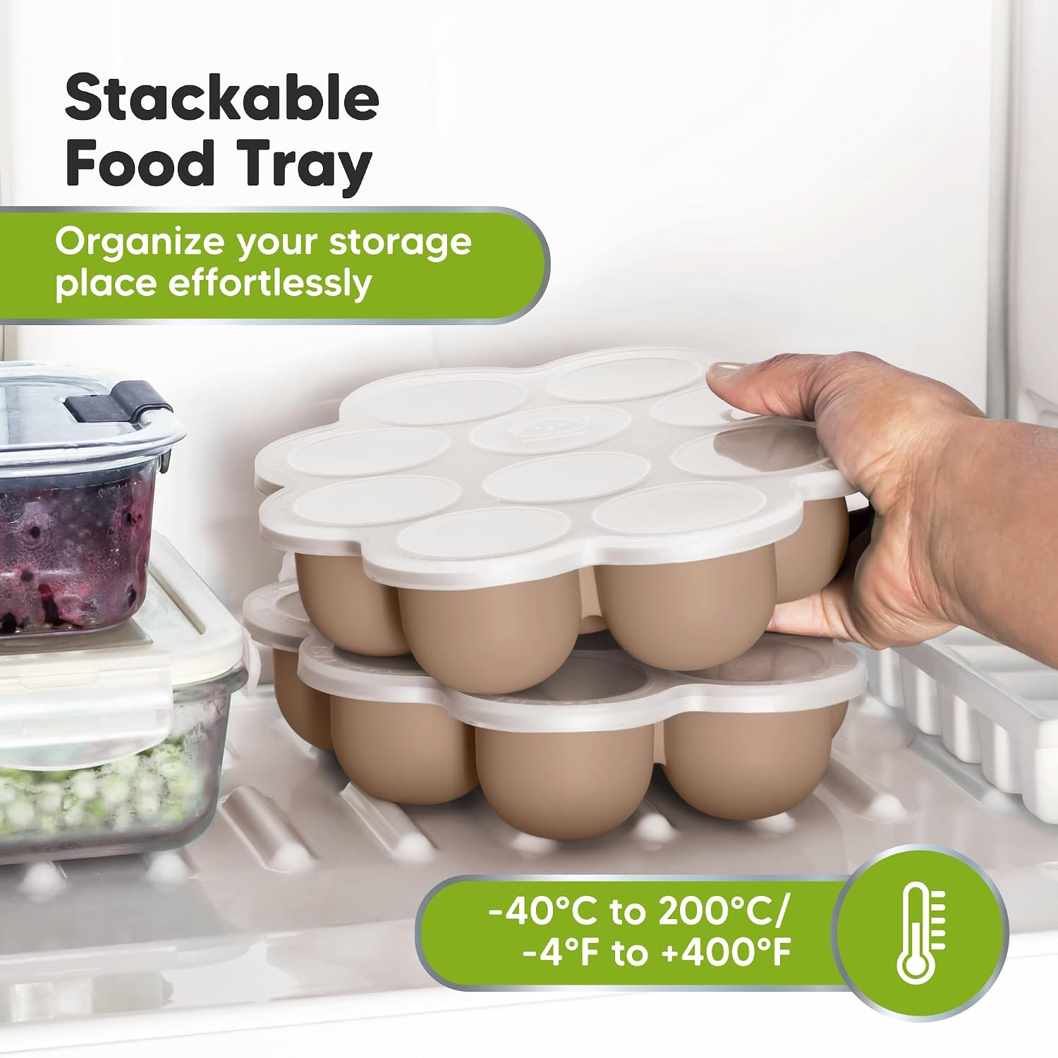 KeaBabies Silicone Food Freezer Trays with Lid, 2oz x 10 Pods, Chai Latte